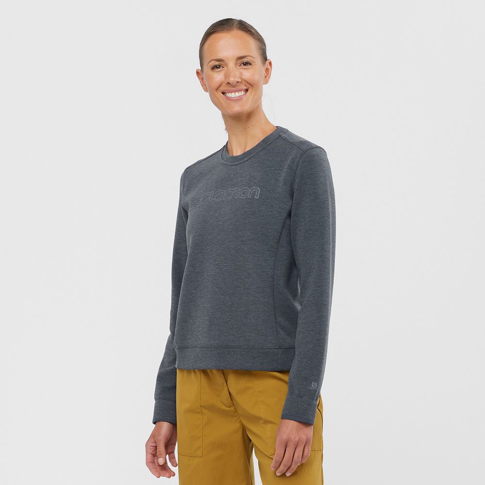 Capa Intermedia Salomon Mujer Gris Oscuro - Salomon Argentina COMET CREW NECK PULL W,865732-FYQ